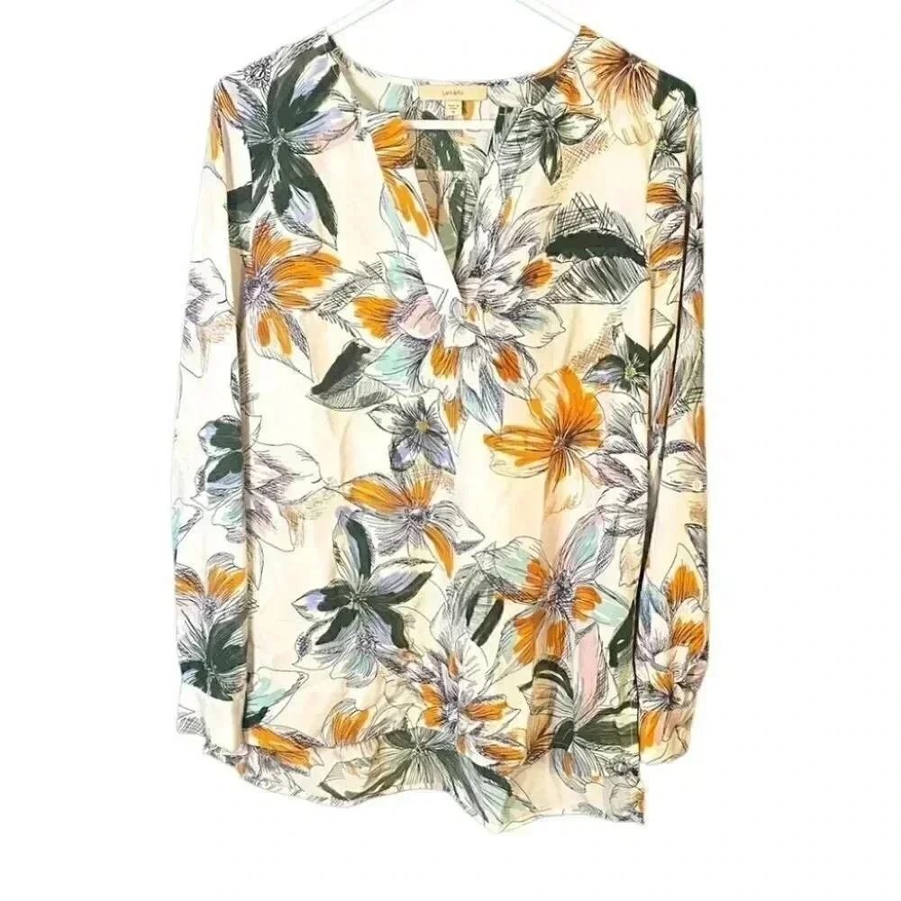 NWOT Lark & Ro Floral Botanical Boho Tunic Blouse Top